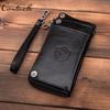 CONTACT'S Cow Leather Men's Long Wallet Vintage Clutch Wallets Male Coin Purse For 6.5" Cell Phone