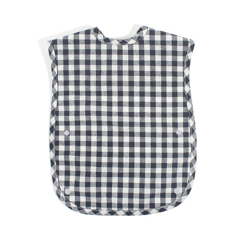 Baby Plaid Waterproof Bib Sleeveless Stain Proof Feeding Smock Infant Drool Catcher Meal Apron For Toddlers темно-синий