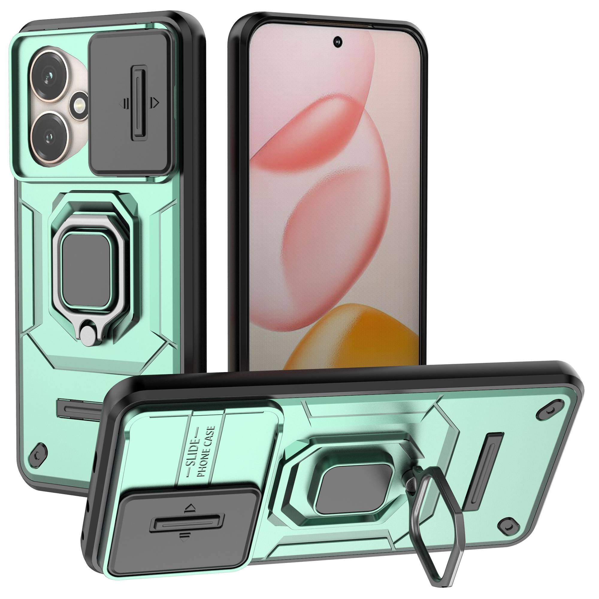 

Для Honor 400 5G (Глобальный) Чехол PC+TPU Kickstand Phone Protector с крышкой объектива Green