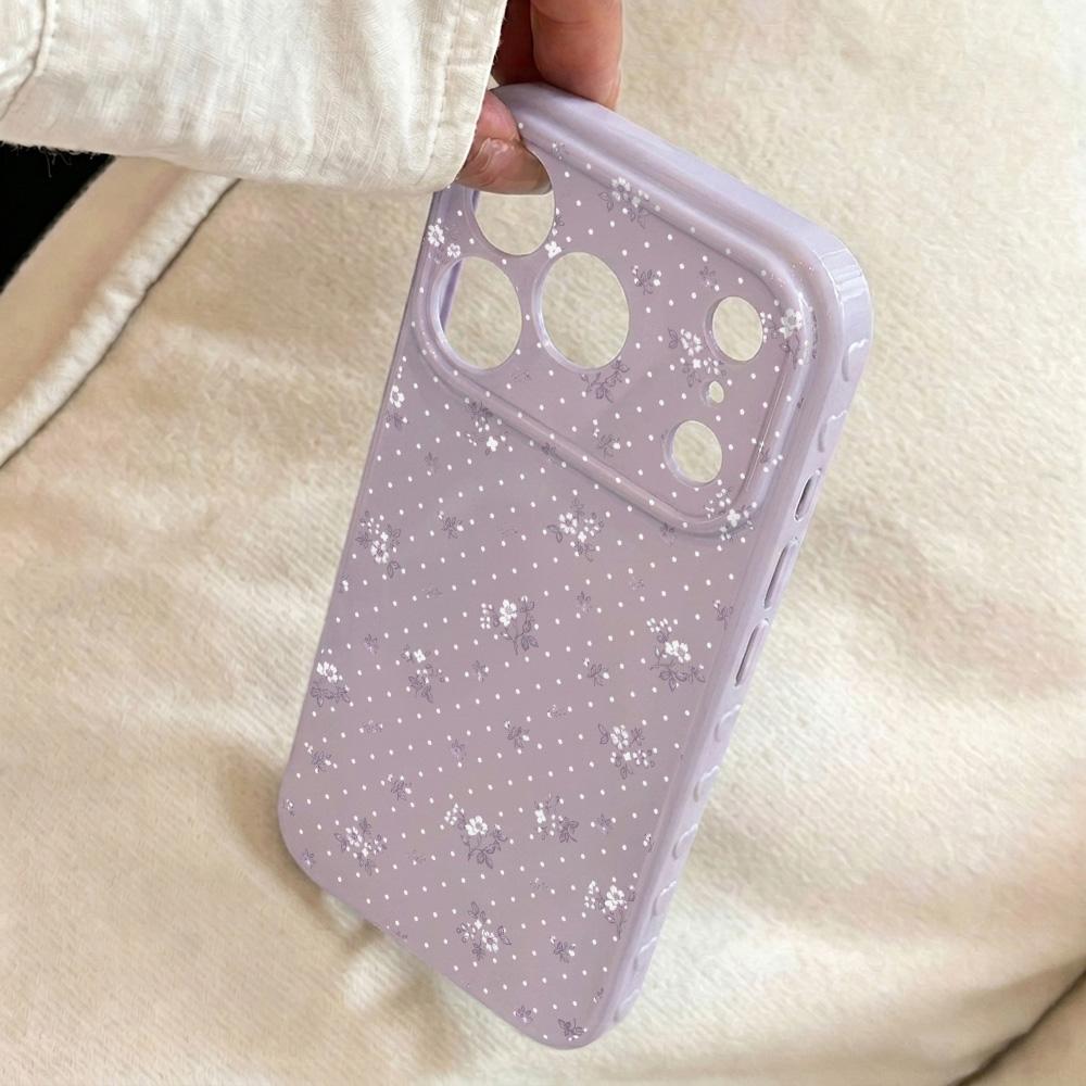 Floral Korean Silicone Phone Case For iPhone 17 Pro 16 11 13 12 15 14 Pro Max Cream Pink Little Flower Cover Lens Protection