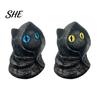 Waterproof Resin Craft Mysterious Hooded Black Cat Figurine, Gothic Wizard Statue with Big Eyes, Animal Ornament Mini Desktop Shelf Ornament,