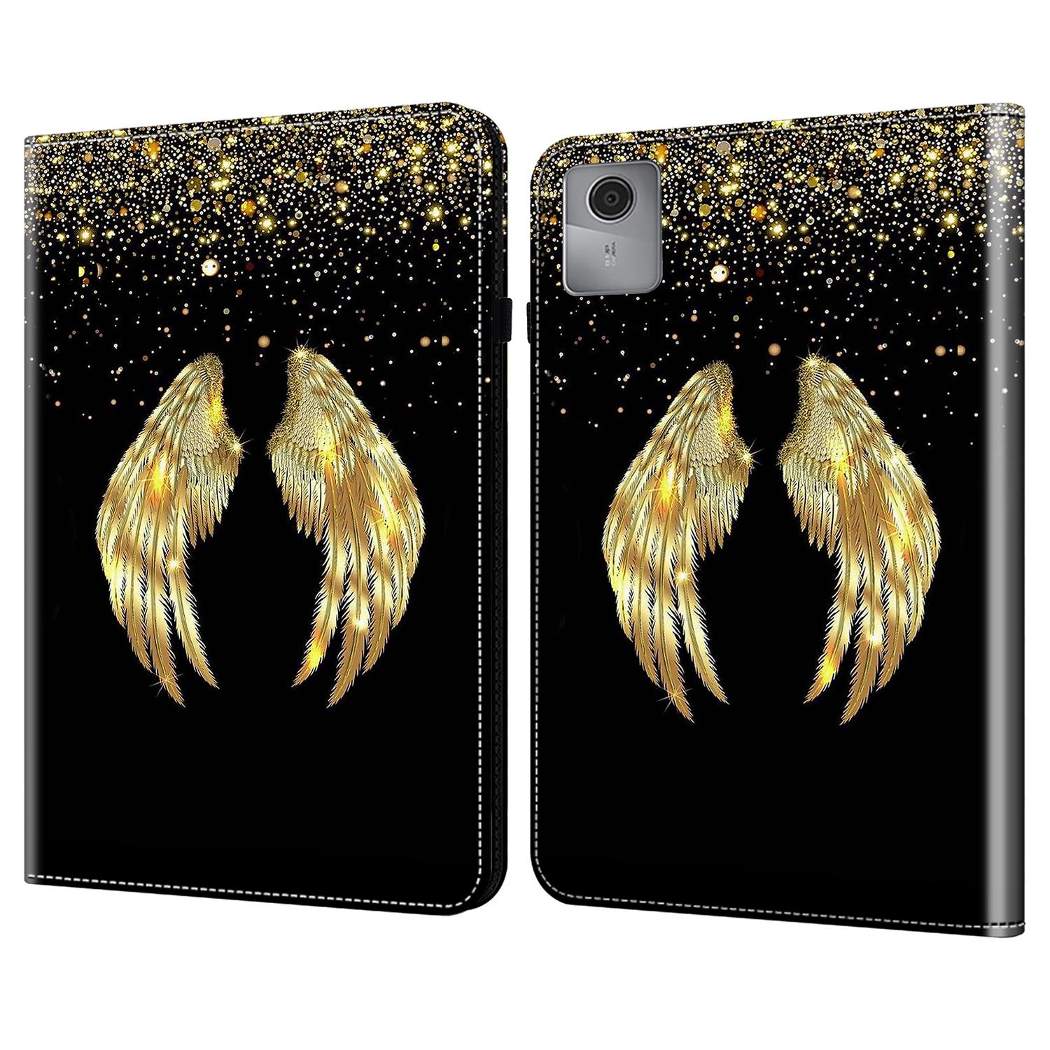 

For Lenovo Tab M11/Xiaoxin Pad 11 2024 Case Leather Tablet Cover with Card Holder Gold Wings