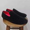 Fashion Personalized Foot Set Loafers Willow Spikes Men's Studded Leather Shoes Korean Hair Stylist Bean Shoes Handmade Dress Shoes A8