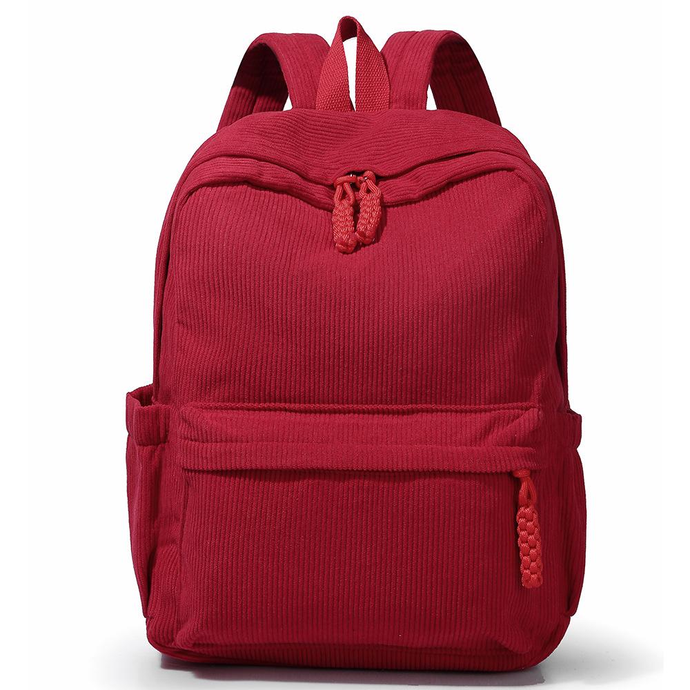 

Новый вельветовый маленький рюкзак женский рюкзак для студентки повседневный универсальный большой вместимости дорожная школьная сумка красный