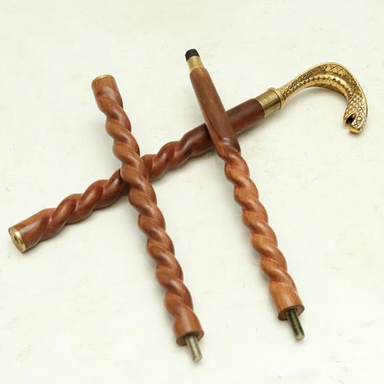 93.98 Cm Serpent Handle Walking Stick Handmade Twisted Wood Cane with Brass Snake Head Custom Gift for Men and Women