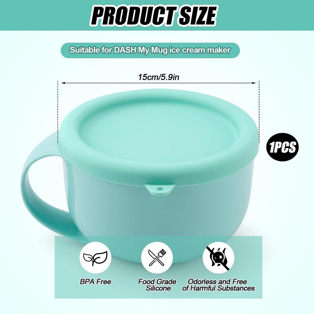 Silicone Lid for Dash My Mug Ice Cream Maker, 5.9in BPA-Free Ice Cream Maker Lid Replacement Reble Bowl Covers Storage Lid Ice Cream Maker