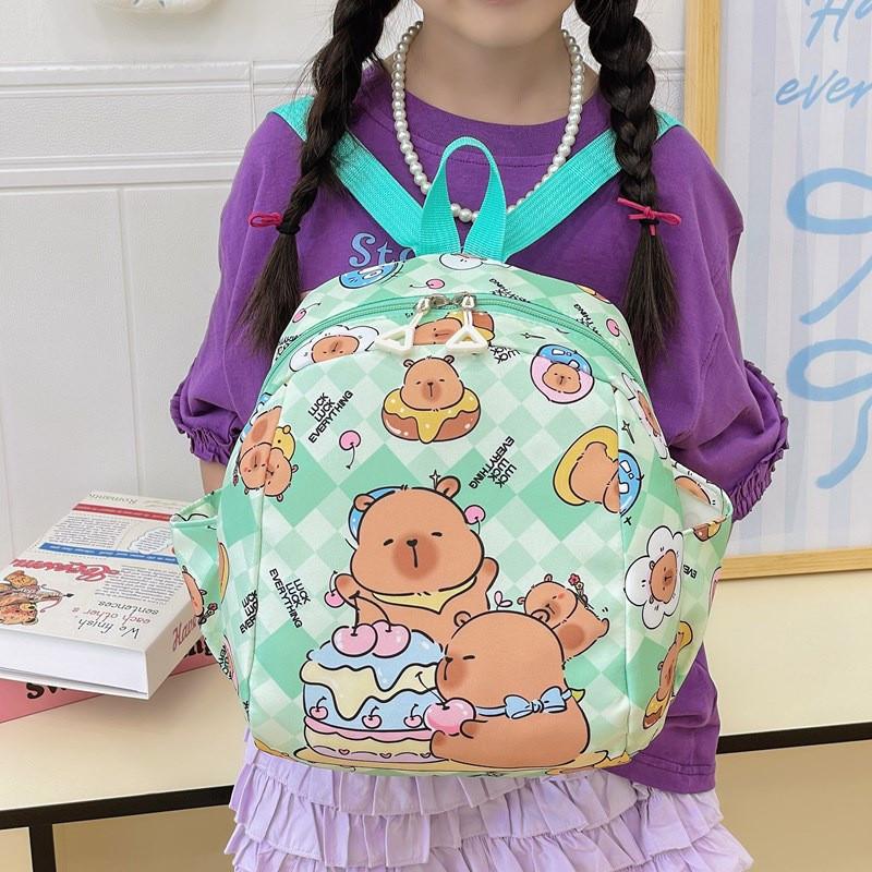Backpack Children Capybara Zipper Design Adjustable Shoulder Schoolbag Straps
