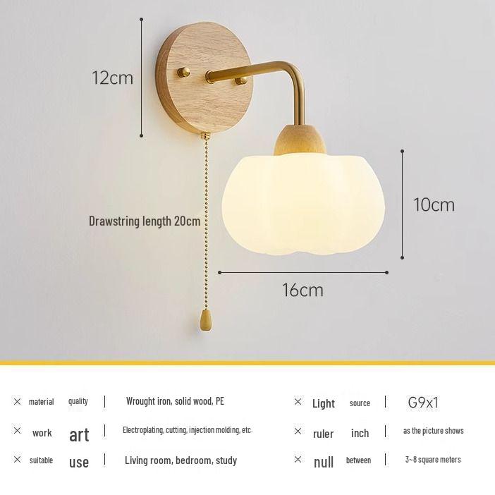 2023 Japanese Wabi-Sabi Solid Wood Wall Lamp – Retro Bedside & Hallway Light