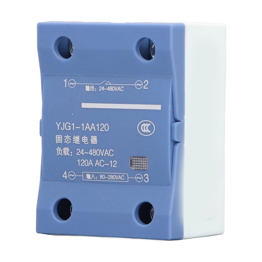 AC to AC Solid State Relay 120A Input AC80‑280V Output AC24‑480V Voltage Regulator Single Phase SSR for Heating System