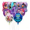 10pc Full Characters Foil Balloon Set, 1-9 Purple Balloons For Girls Kids Birthday Party Decoration Ballons  Supplies