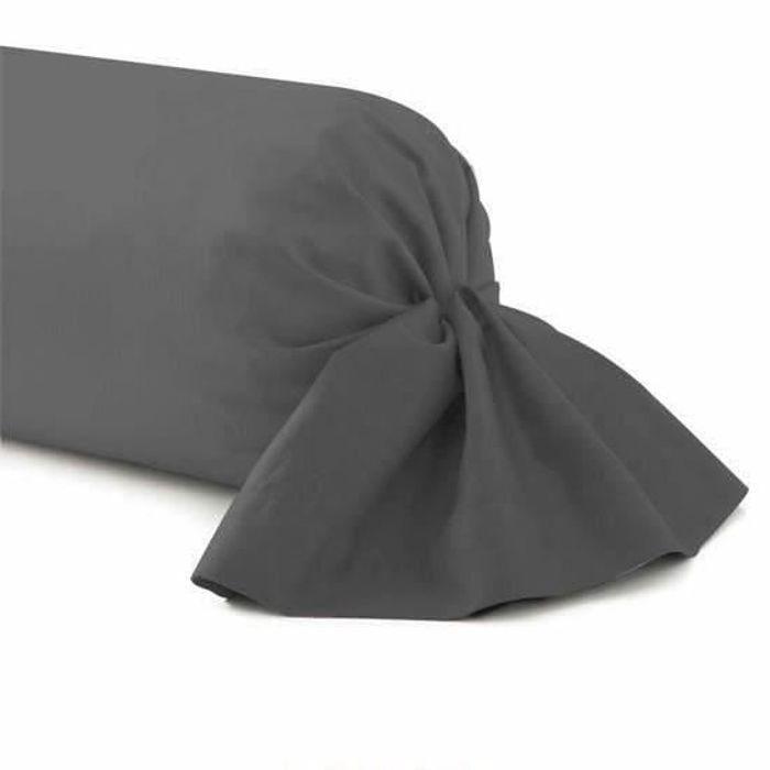 Taie de traversin - HOMEROKK - 45x135 cm - 100% Coton - Gris foncé - Tissu résistant