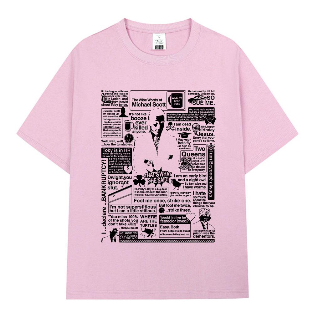 The Wise Words of Michael Scott Homage The Office T-shirt Tv Series Dwight Schrute Jim Halpert Short Sleeve Oversized T-Shirts