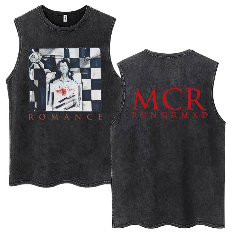 My Chemical Romance Band Canottiere Lavate Three Cheers for Sweet Revenge Maglietta Retro Uomo Donna Maglietta Larga