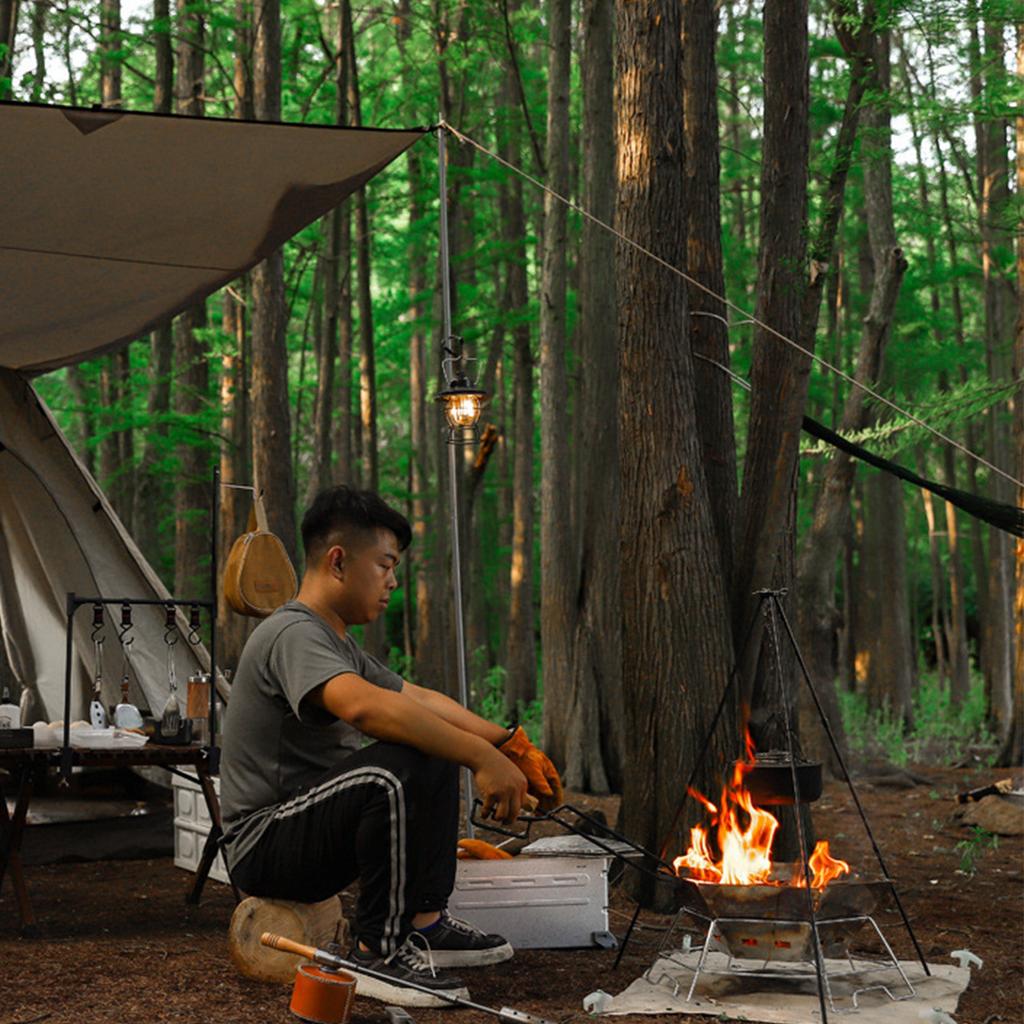 Outdoor Cooking Tripod Stand, Adjustable Campfire Rack for Camping and Picnic