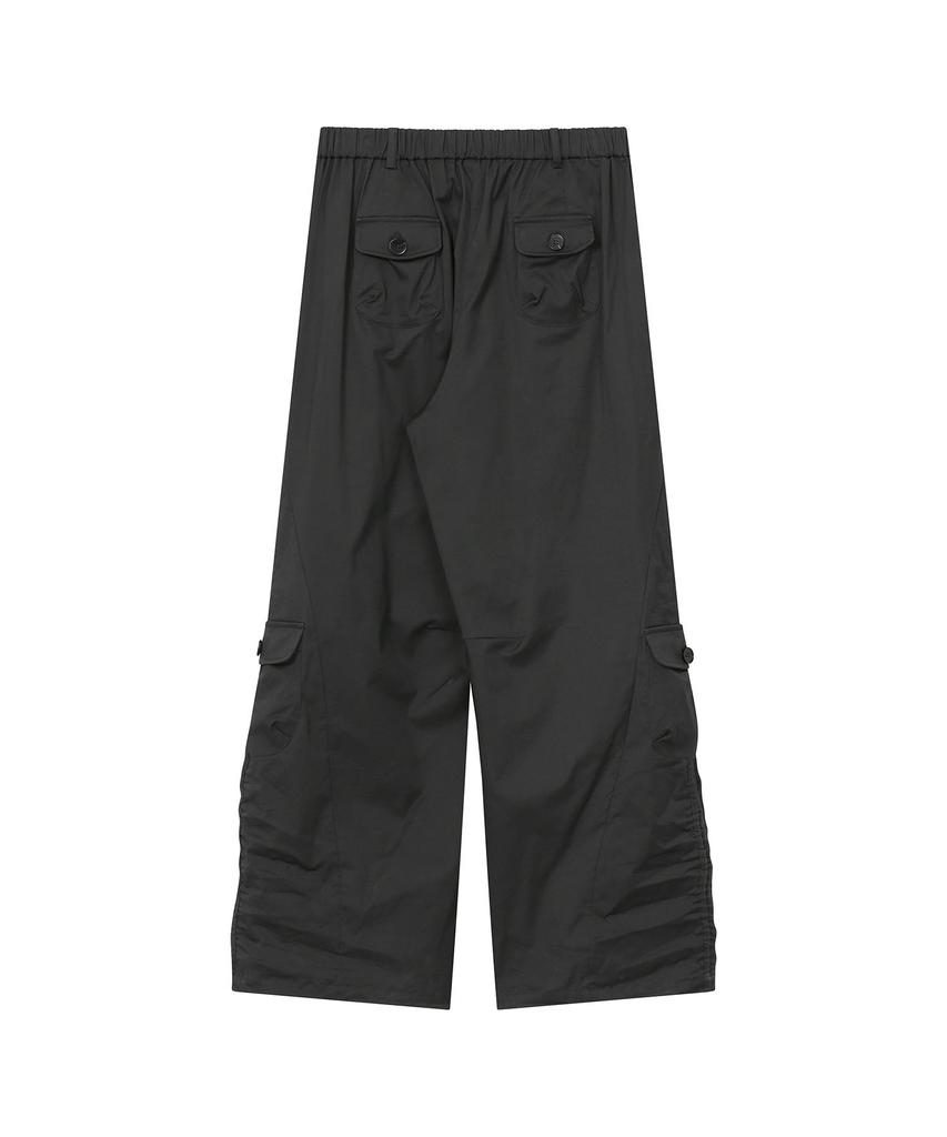 Hanahi Side Shirring Pocket Wide Pants Gray