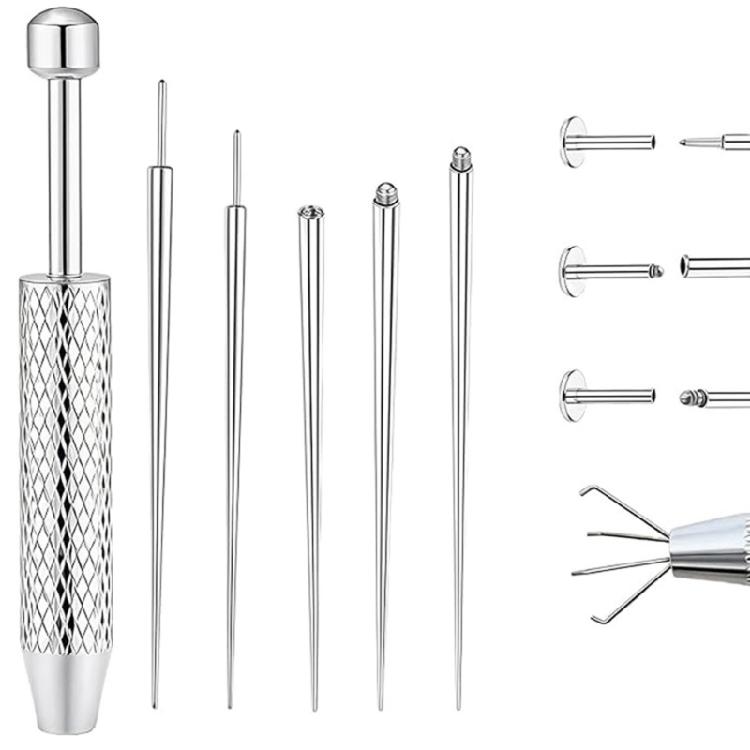 Edelstahl Piercing Kugelgreifer und Einführwerkzeug Set Piercing Zubehör Geeignet für Schmuckwechsel