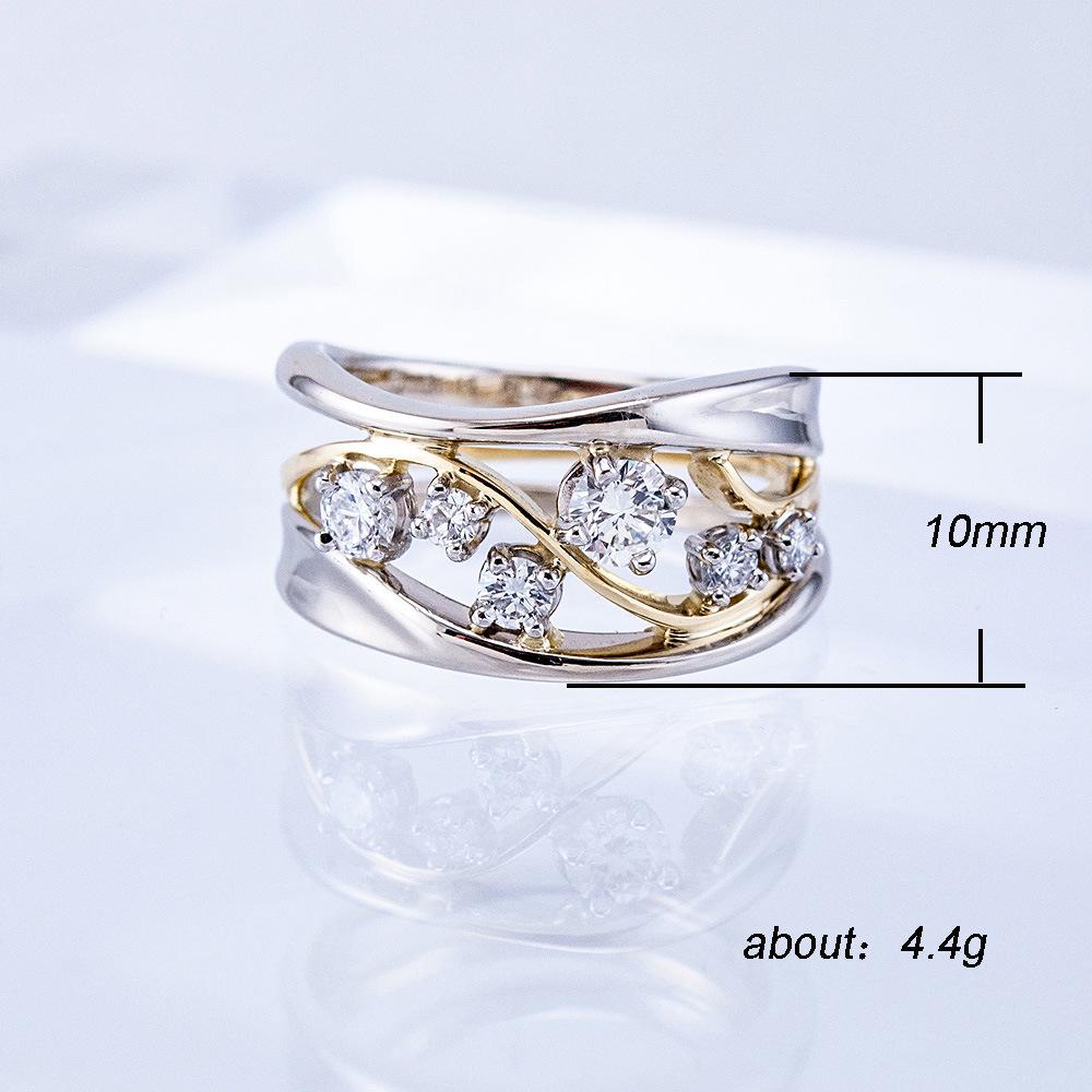 Neuer zweifarbiger Fingerring aus Gold und Silber für Frauen, modische Form, Zirkonia, für Damen, Hochzeit, Verlobungsring, Schmuck