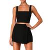 Sleeveless Square Neck Crop Top and High Waist Skort Two Piece Set for Women Summer Casual Outfit