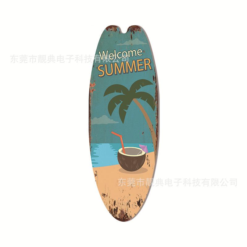 Summer Beach Ocean Themed Casual Decor Surfboard Wooden Bar Home Walls Vintage Decorated Wooden Boards