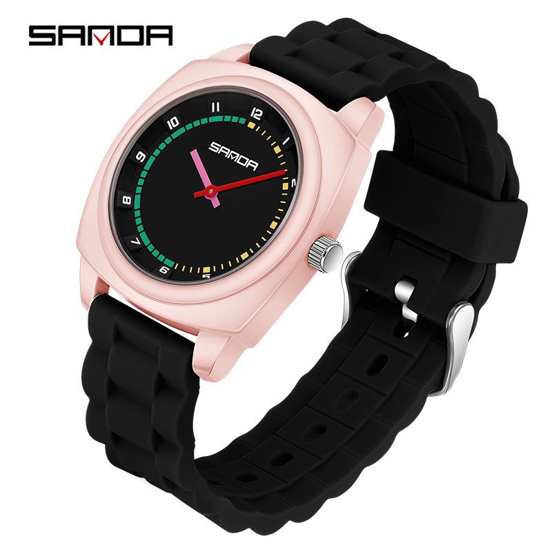 Sanda Dopamine Student Waterproof Color Block Silent Quartz Children s Watch