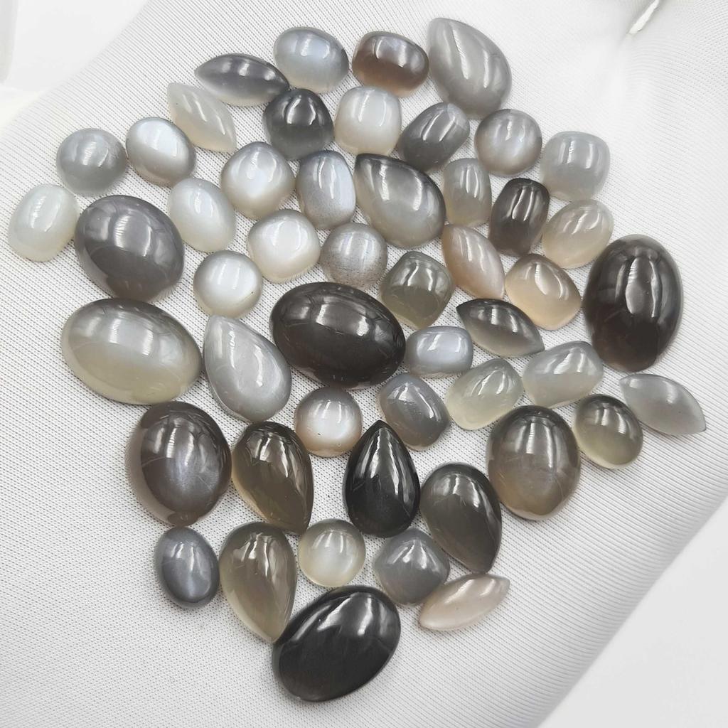 Natural Grey Moonstone Cabochon Loose Gemstone Lot 15-20 Pcs 100 CT For Jewelry Making