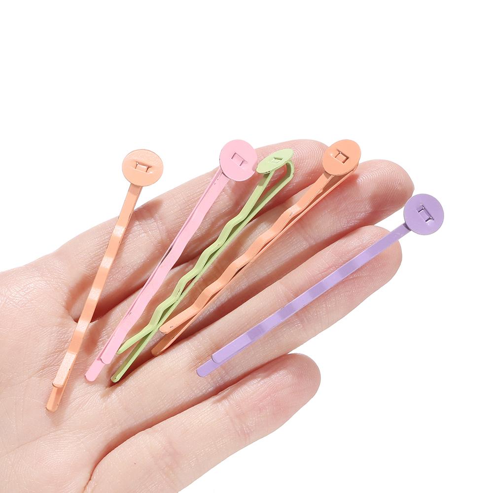 20pcs/Lot 8mm Inner Size Colorful Hair Clips Hairpin Blank Base Setting Cabochon Cameo Jewelry Making Accessories Supplies