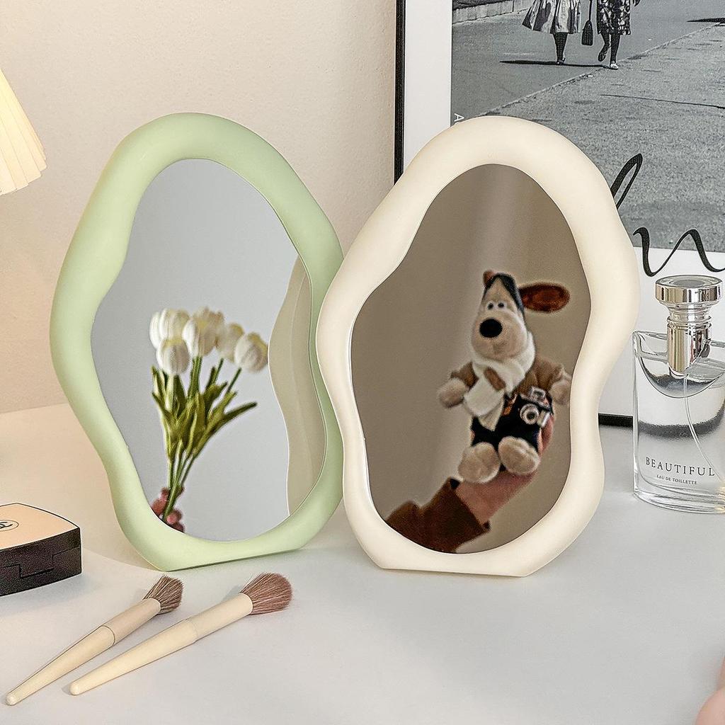 Simple Desktop Cream-Style Cloud Makeup Mirror for Dorm Rooms