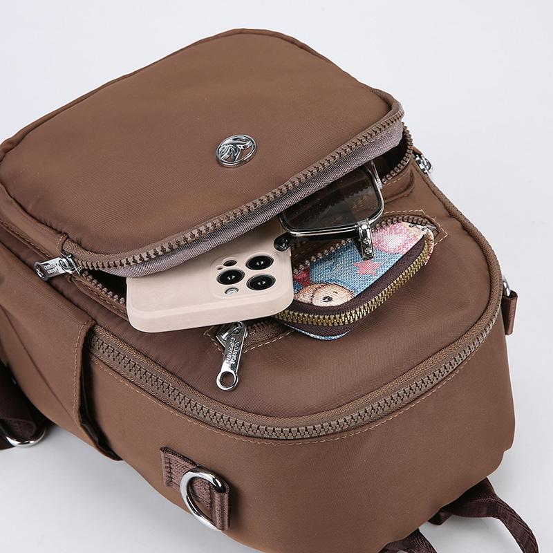Women's Solid Color Backpack Lightweight Student Schoolbag Multifunctional Crossbody Shoulder Handbag