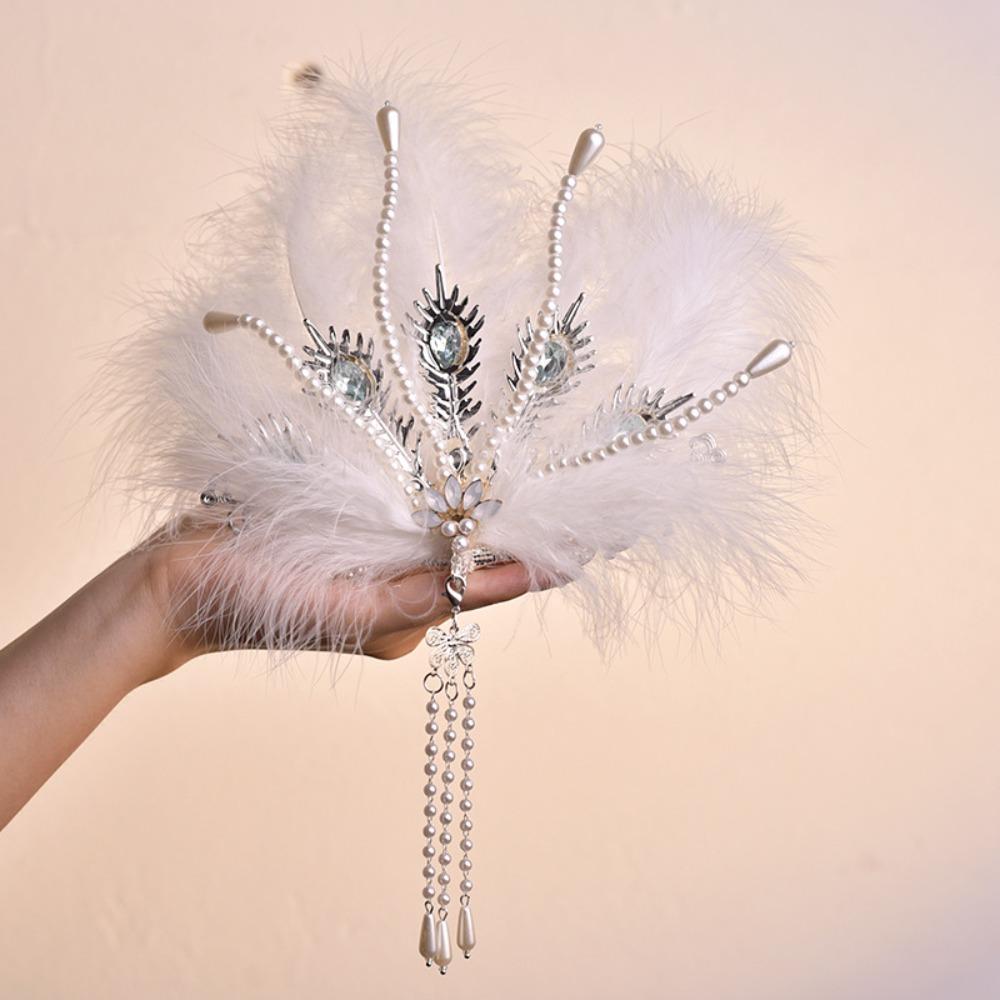 Vintage Chinese Hanfu Hair Crown Fairy Peri Feather Tiara  Hanfu Accessory