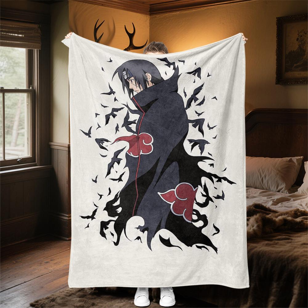 1 Manta de Franela con Diseño Temático Sharingan - Suave y Cálida Impresa en 3D, Ligera para Todas las Estaciones, Manta para Acampar, Viajar, Cama-080756
