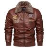 New Motorcycle Jacket For Men In Autumn/Winter Fashion Casual Leather Embroidered Aviator Jacket Velvet Pu Jacke