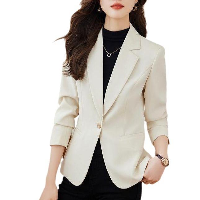 

Блейзер женский весна и осень новый модный популярный повседневный костюм высокого класса топ маленький мужской корейский вариант 4XL белый
