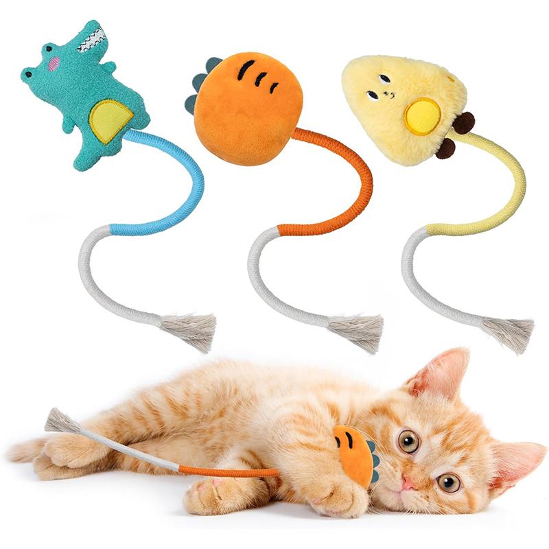 

3 шт. безопасные игрушки для кошек на веревке, игрушка для чистки зубов, палочка для скрежетания зубами, интерактивная игрушка для котят из хлопковой веревки 50cm