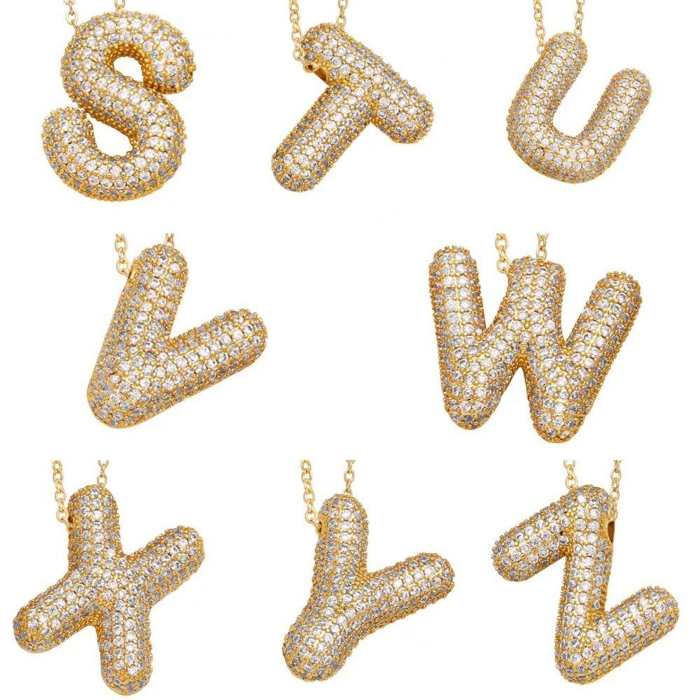 Alphabet 26 Letters Necklace Gold Color Women Sweater Chain Simple A-Z Letter Clavicle Chain  Daily