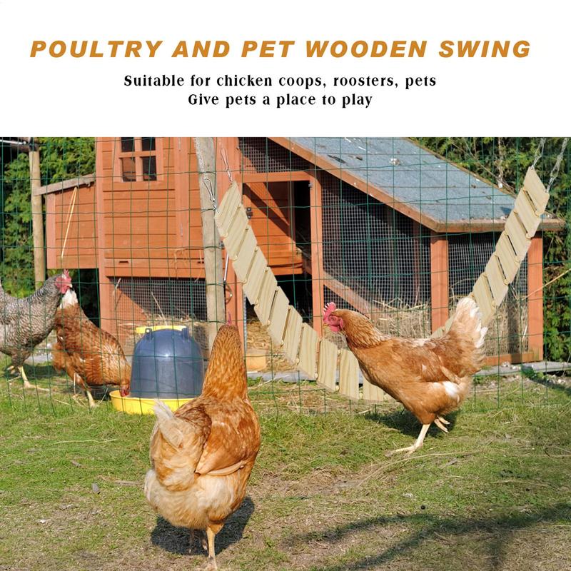Chicken Swing Wooden Bird Standing Perch Heavy Duty Enrichment Toys Boredom-Relief Chicken Coop Accessories For Rooster Parrot