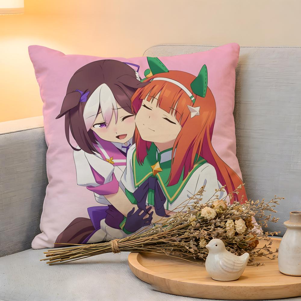 Cushion Cover Linen SkinFriendly Soft Decorative Case For Sofa Home Decor Uma Musume Pretty Derby Pillow cover