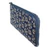 [Inden-ya] Inden Long Wallet, Case A, L-shaped Zipper, Deerskin, Navy Blue with White Lacquer, Forget-me-not Pattern, 2315-14-181