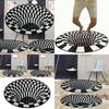 Luxurious Oval Black White Grid 3d Illusion Vortex Bottomless Hole Non-slip Carpet