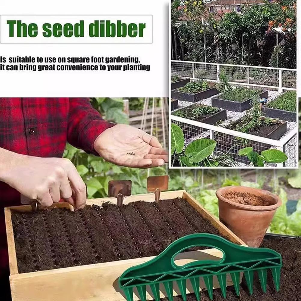12 Hole Seed Spacer Seeder Tool Garden Planting Template Dibber Soil Digger Manual Seed Spreader Puncher for Vegetable Flower Bed Lawn Gardening