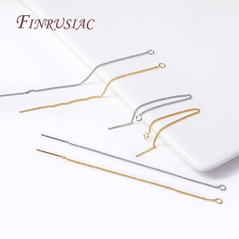 Brass Thin Chain Ear Wire For Earrings Making Accessories 18K Gold Plated Ear Thread with Open Ring,85mm Long Tassel Earwires