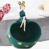 Box Figurine Sculptures Holder Dish Serving Desk Girl Resin Statues for Cookie Office Entrance