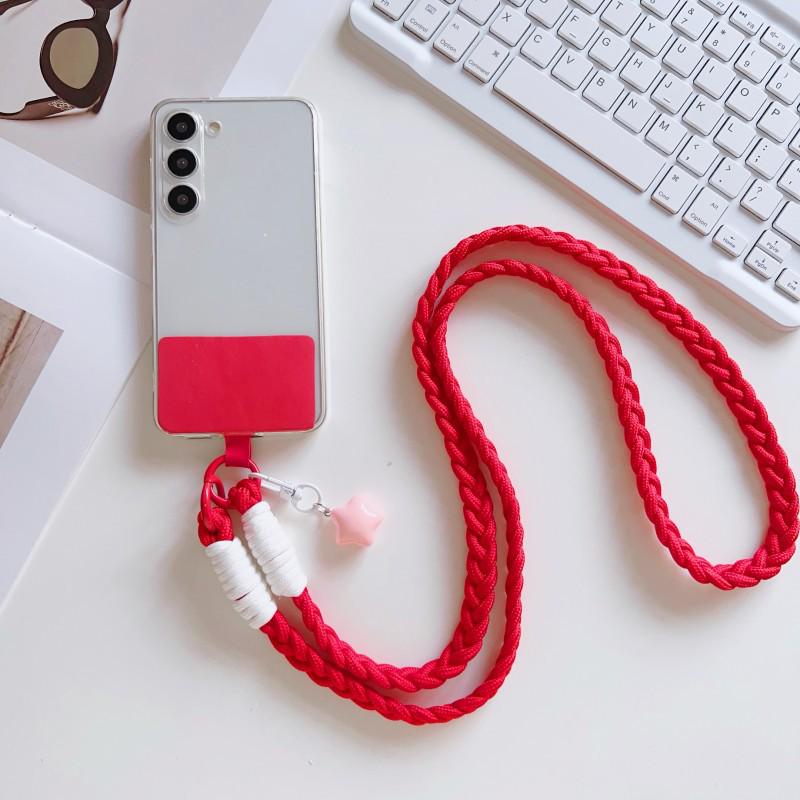 Woven Fashion Cartoon Pendant Mobile Phone Lanyard with Clip - Sturdy Anti-Lost Crossbody Chain
