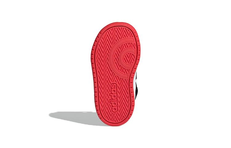 adidas Neo Hoops 2.0 Mid Leather Breathable Mid Top Vintage Basketball Shoes Black White Red Infant And Toddler FY9291