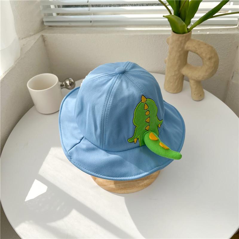 1-3 Jahre Cartoon Dinosaurier Baby Bucket Hat Sommer Sonnenhut mit breiter Krempe für Jungen und Mädchen Niedliche Tierbuchstaben Kinder Fischerkappen.