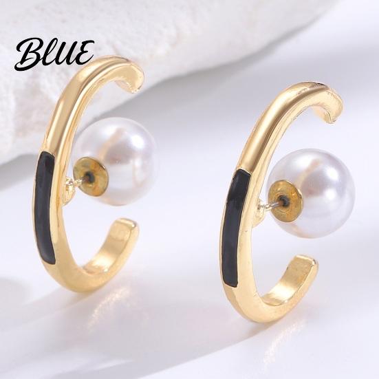 Commuter Fashion Earrings French C-Shaped Oval Hoop Versatile Drop