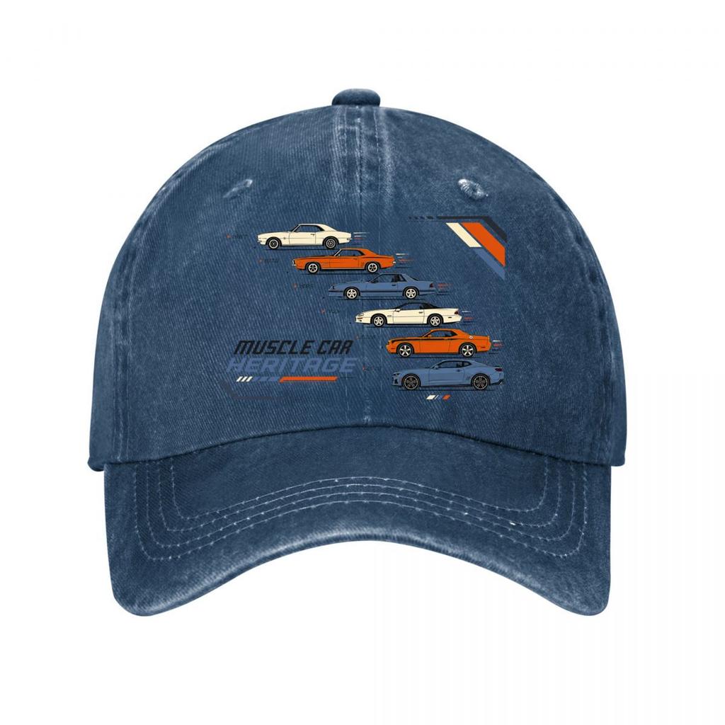 Muscle Car Heritage Timeline Outline  New Vintage Washed Cotton Baseball Cap Sun Hats