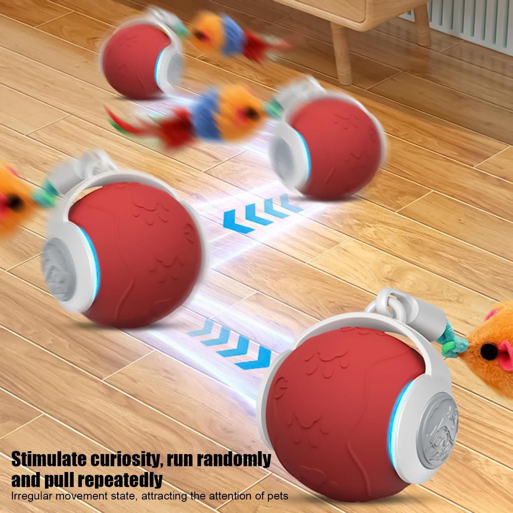 Cat Rolling Ball Toy 3 Modes Electric Scratcher With Tail Self-Entertainment Automatic Cat Toy For Teeth Grinding Self