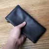 NZPJ Herren Long Wallet aus Leder Oberlederschicht Reißverschluss Ultradünnes Portemonnaie Retro-Trend Handytasche Einfaches Damen Portemonnaie