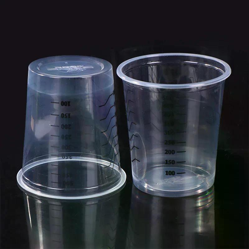 10 Stück 500ml Einweg Klare Kunststoff Farbe Mischbecher Mischtopf Farbe Mischkalibrierter Becher