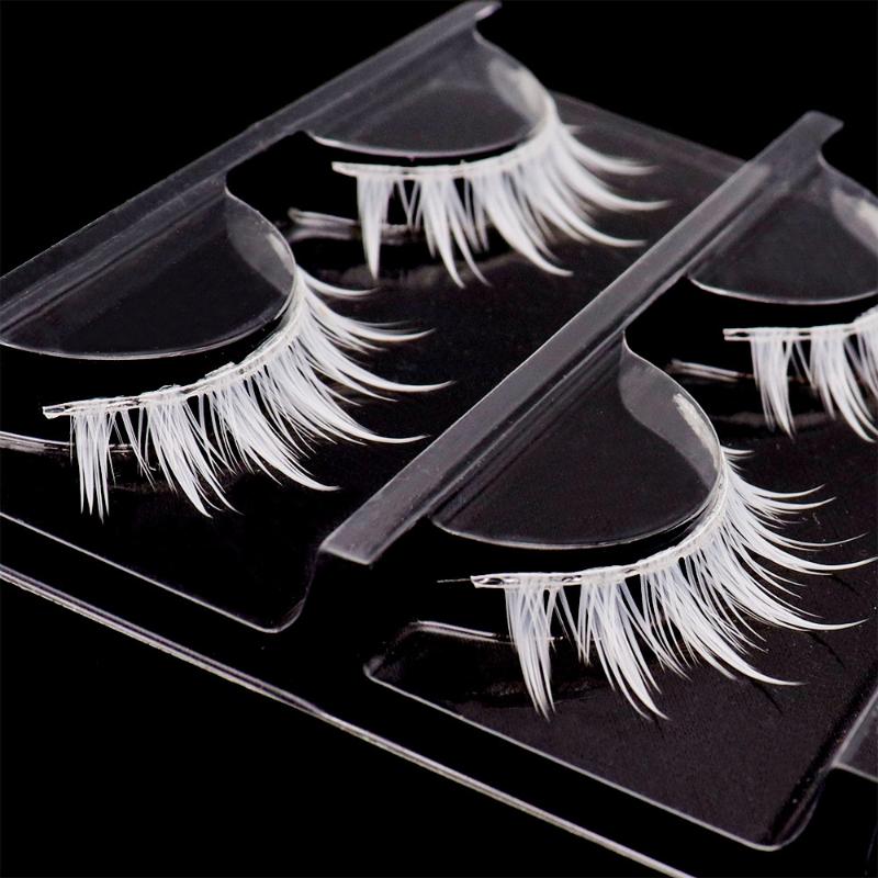 3Pairs Cross Strip White Eyelashes for Cosplay Makeup Natural Looking Long Lashes